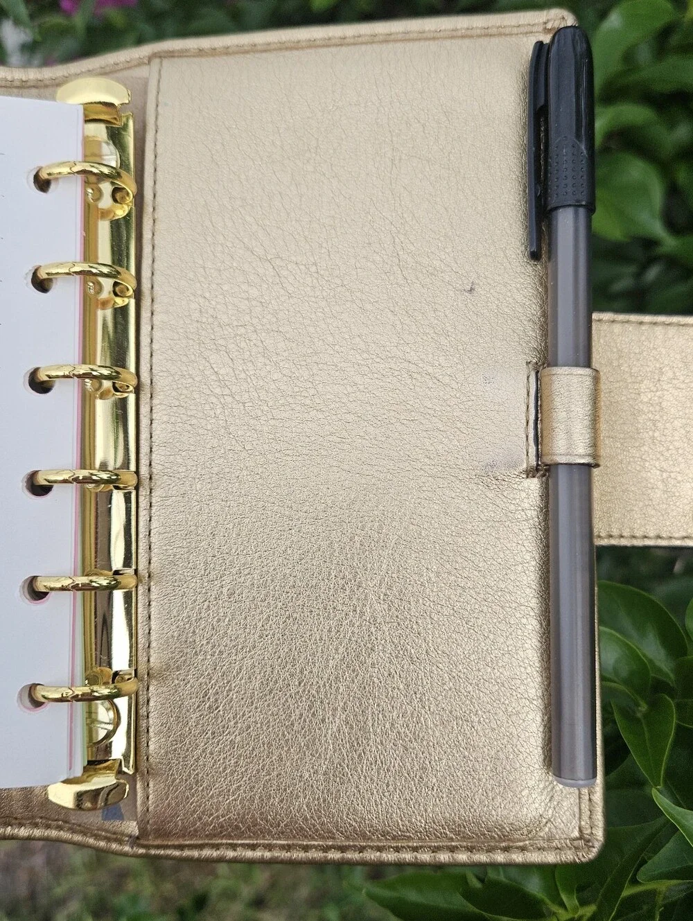Vintage Coach Legacy Metallic Gold Turnlock Agenda Planner Organizer